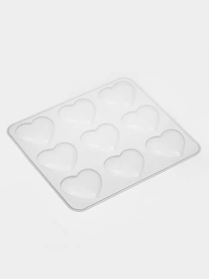 Форма для шоколада Доляна &laquo;Сердечки&raquo;, силикон, 20&times;17.5&times;0.6 см, 9 ячеек (5.5&times;5 см), прозрачная