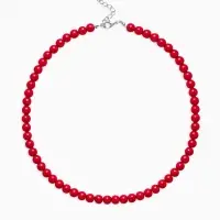 Бусы нить, шар №8, красные, L=43 см