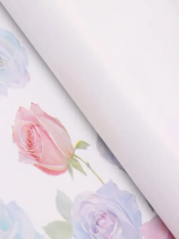 Пленка для цветов, "Розы", белая, 57х57 см