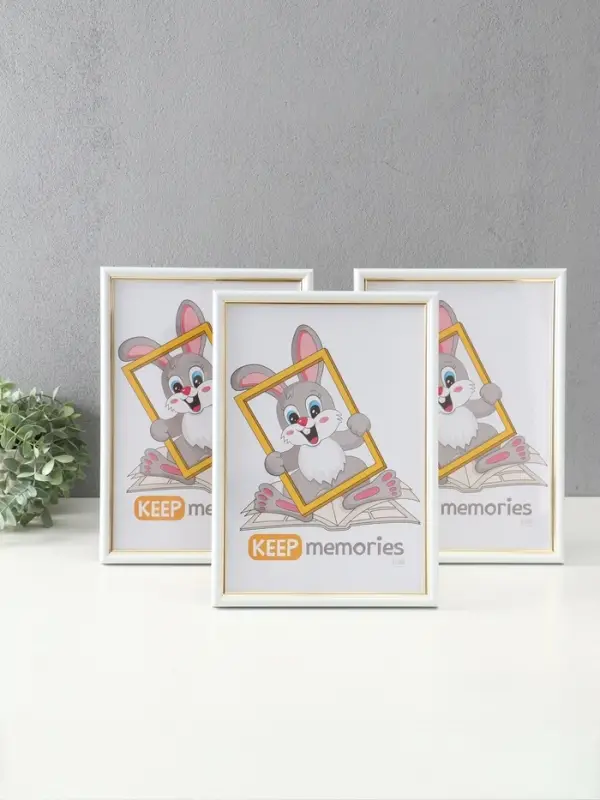 Фоторамка Фоторамка "Гамма" 21х30 см, с подножкой, набор 3 шт, (пластиковый экран), белый