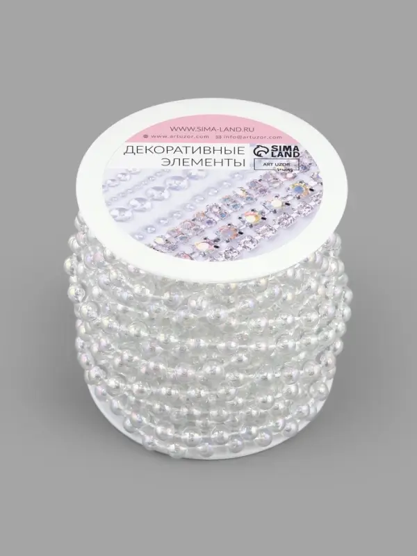 Бусы на нитях, с голографией, 8 мм, 9&plusmn;1 м, прозрачные