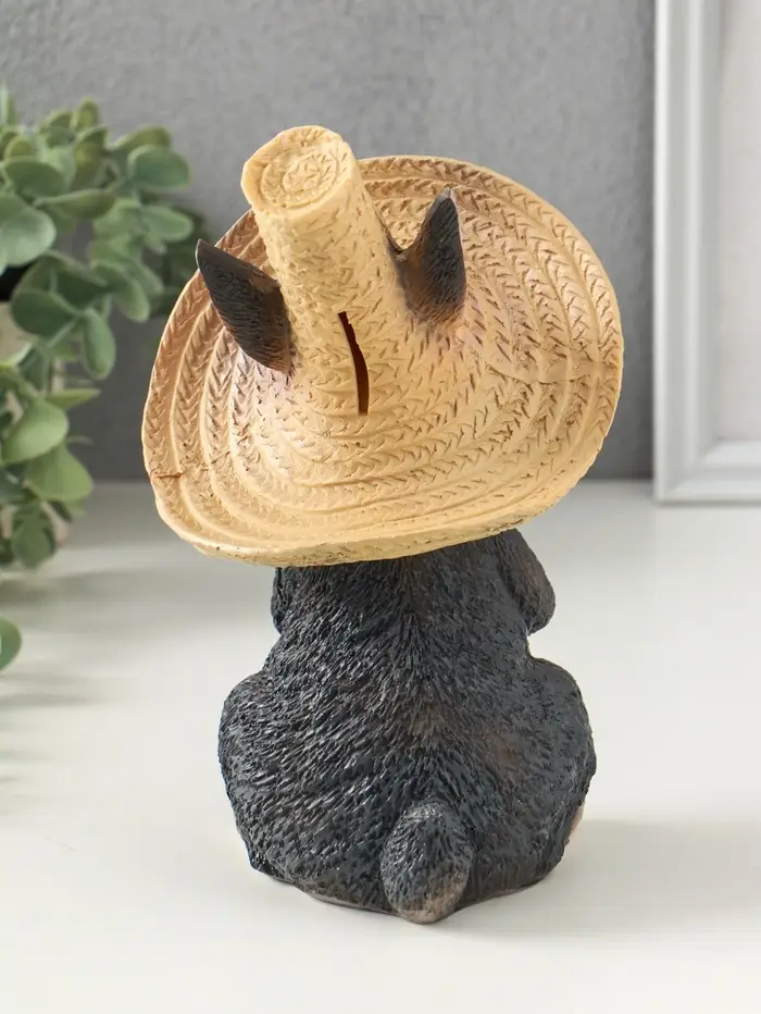 Копилка для денег &laquo;Зайчик в шляпе с бабочкой&raquo;, 19&times;13&times;12 см, серый