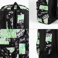 Рюкзак школьный, 1 отделение, 3 кармана, 30&times;13&times;42 см, зелёный