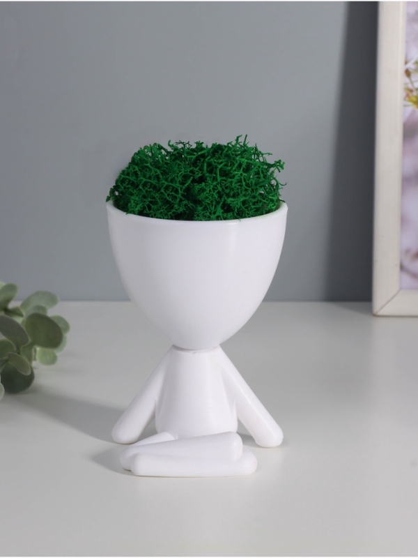 Кашпо пластиковое "Мистер Грин йог" 10,5*7,5*7,3 см белый