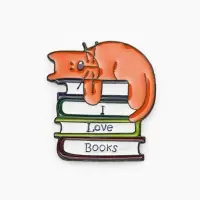 Значок &laquo;Кот&raquo;, на книгах, цветной в чёрном металле