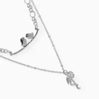 Кулон &laquo;Цепь&raquo;, фламинго, цвет серебро