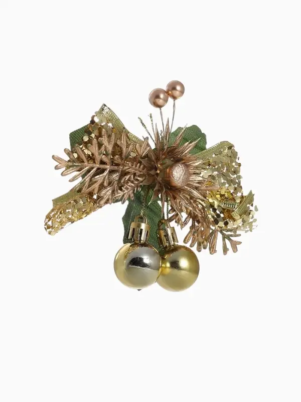 Ёлочные игрушки 2 шт. &laquo;Зимнее волшебство. Зимнее чудо&raquo; пластик, цветок шарики, 12&times;11 см, золото