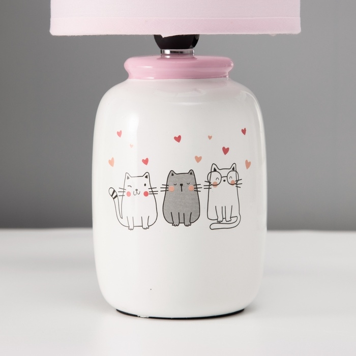 Настольная лампа Настольная лампа "Кошечка" Е14 40вт бело-розовый 13х13х27 см