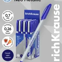 Ручка шариковая ErichKrause Neo Stick Metallic, узел 0.7 мм, синяя