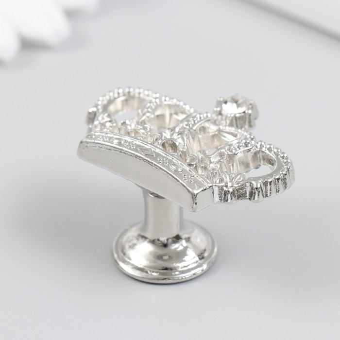 Ручка для шкатулки металл Ручка для шкатулки металл "Корона" страза, серебро 4,5х3,2х2,6 см