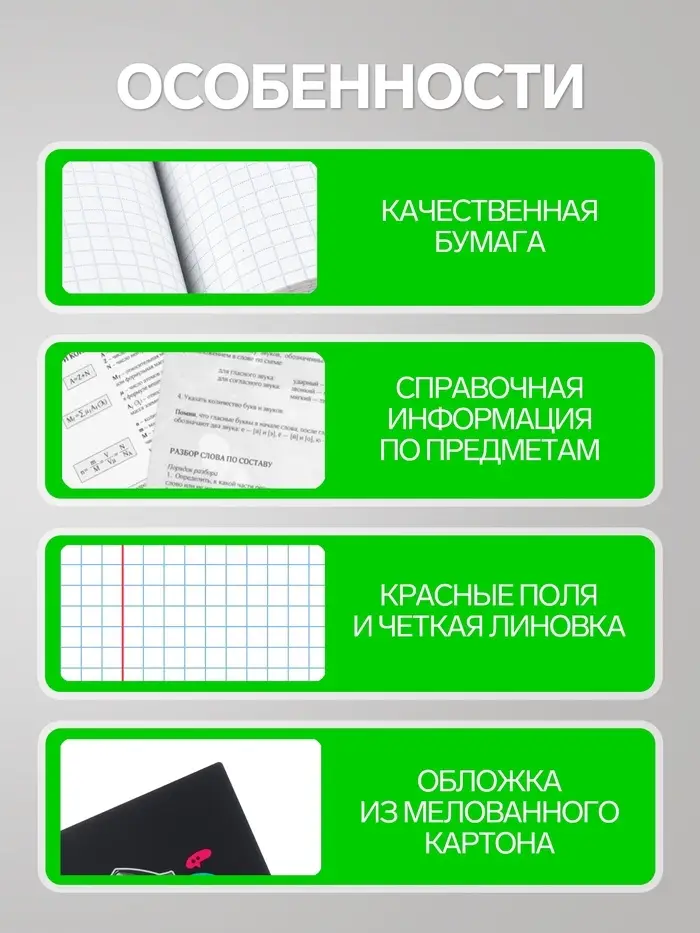 Предметная тетрадь по истории Calligrata &laquo;Неоновые звери&raquo;, 48 листов, в клетку, со справочным материалом, обложка из мелованного картона