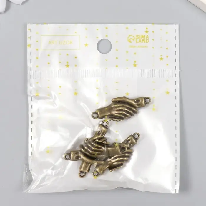 Застёжка магнитная металл "Руки" бронза 3х1,3 см (набор левая, правая)