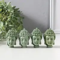 Сувенир полистоун "Голова Будды" набор 4 шт зелёный 3,3х3,7х5,5 см