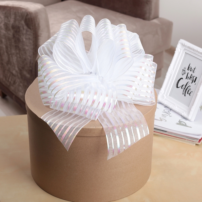 Бант-шар №10  Бант-шар №10 "Полоски", цвет белый