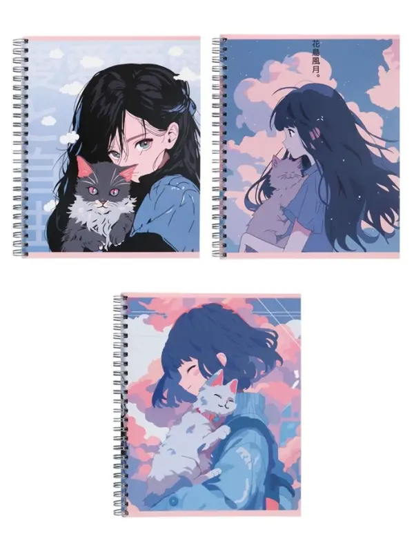 Компл тетр из 3шт 96л кл на гребне Аниме Девочка с котом, обл мел карт, офсет (10296906) Компл тетр из 3шт 96л кл на гребне Аниме Девочка с котом, обл мел карт, офсет (10296906)