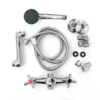 Смеситель для ванны ZEIN Z4051, короткий излив, кран-букса латунь 1/2", душевой набор, хром