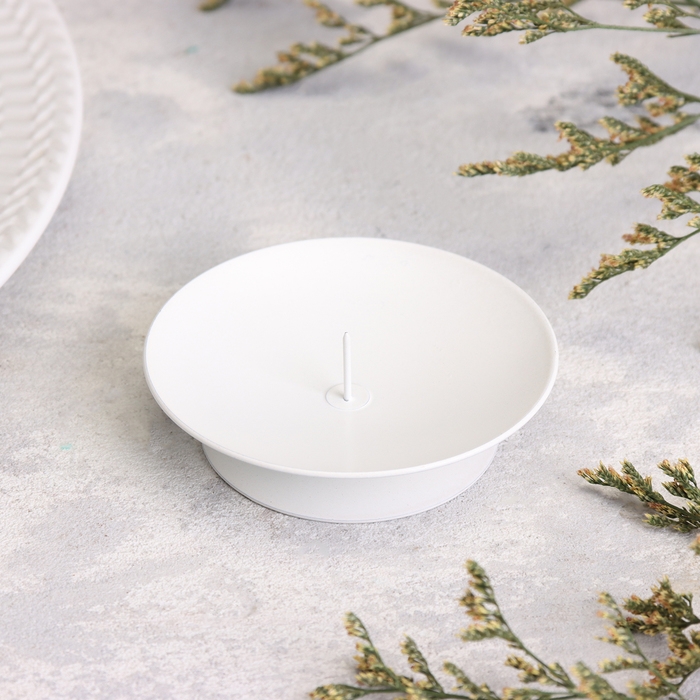 Подсвечник  Подсвечник "Лотос" металл на 1 свечу, 7,5х2 см, белый