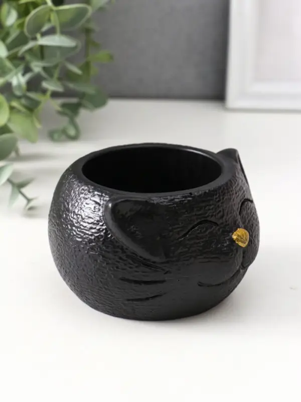 Подставка для мелочей «Кот», 6×9.5×10 см, чёрная
