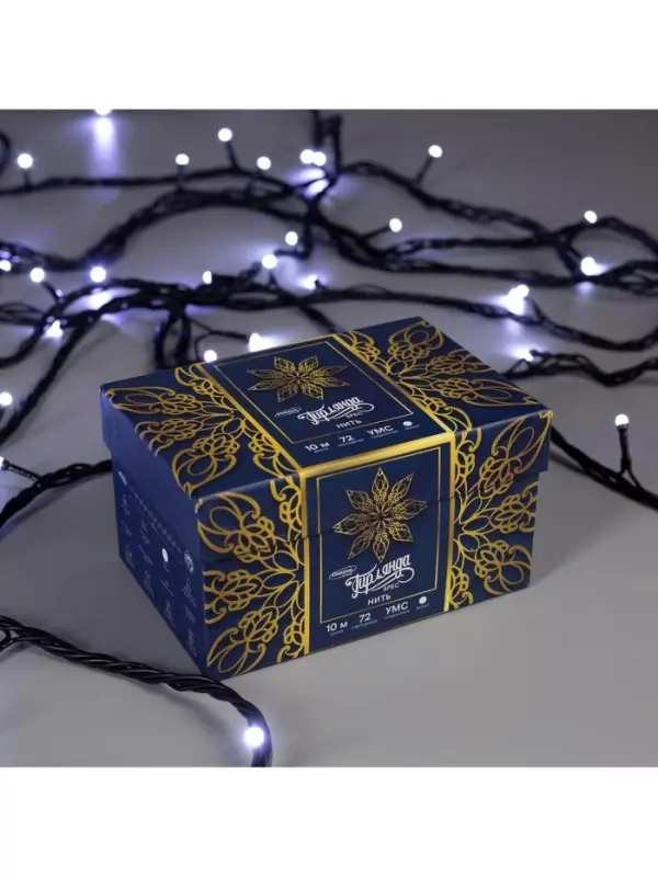 Гирлянда &laquo;Нить&raquo; 10 м, IP44, УМС, тёмная нить, 72 SMD-LED, свечение белое, 220 В
