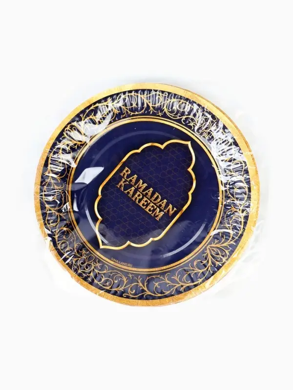 Тарелка одноразовая бумажная &laquo;Ramadan&raquo;, синяя, 18 см