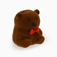 Футляр бархатный под кольцо &laquo;Медвежонок&raquo; с бантом, 4.6&times;5, цвет коричневый, вставка белая