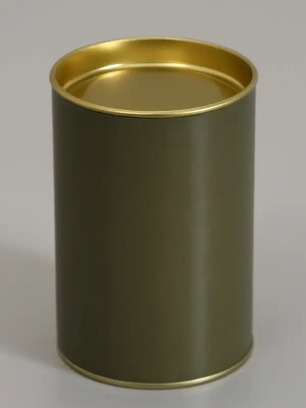 Тубус 73&times;110 мм (90 мм внутренняя высота), картон, хаки, металлическая крышка