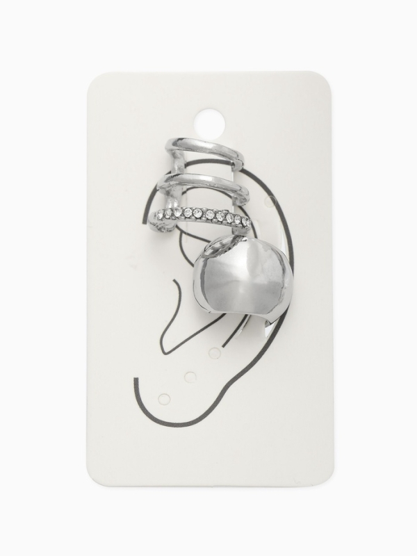 Серьги каффы, набор 2 шт. объёмные, цвет серебро