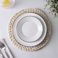 Салфетка сервировочная на стол Доляна &laquo;Косичка&raquo;, плетёная, d=25 см, бежевая