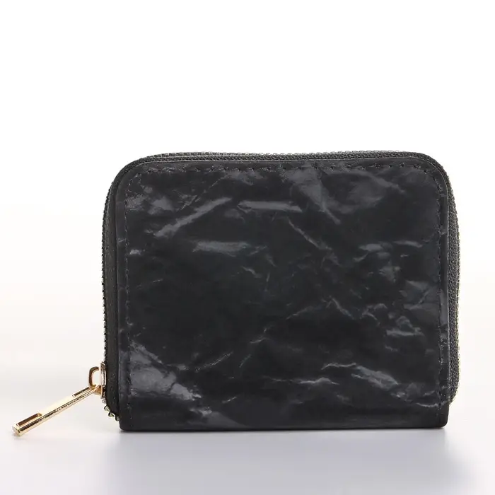 Кошелёк женский на молнии 11&times;2.5&times;9 см, однотонный, чёрный