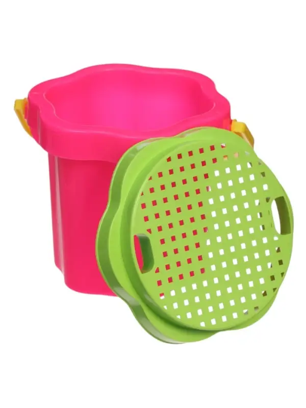 Песочный набор №101 ведро-цветок 0,3 л, сито, грабли, совок 01801