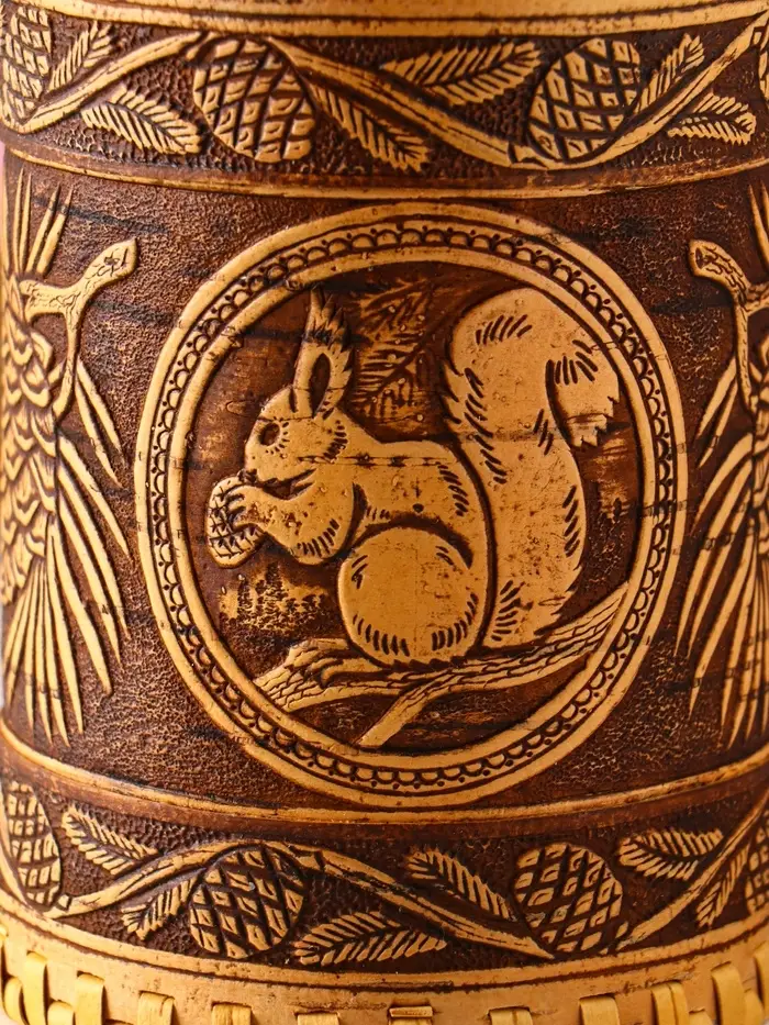 Туес с кантами "Лесная красавица" D10смхH(с хватком)17см, береста