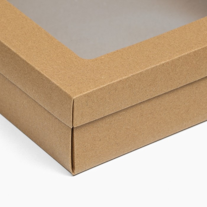 Коробка подарочная складная, упаковка, крышка-дно, с окном, крафт, 30 х 30 х 8 см Коробка подарочная складная, упаковка, крышка-дно, с окном, крафт, 30 х 30 х 8 см