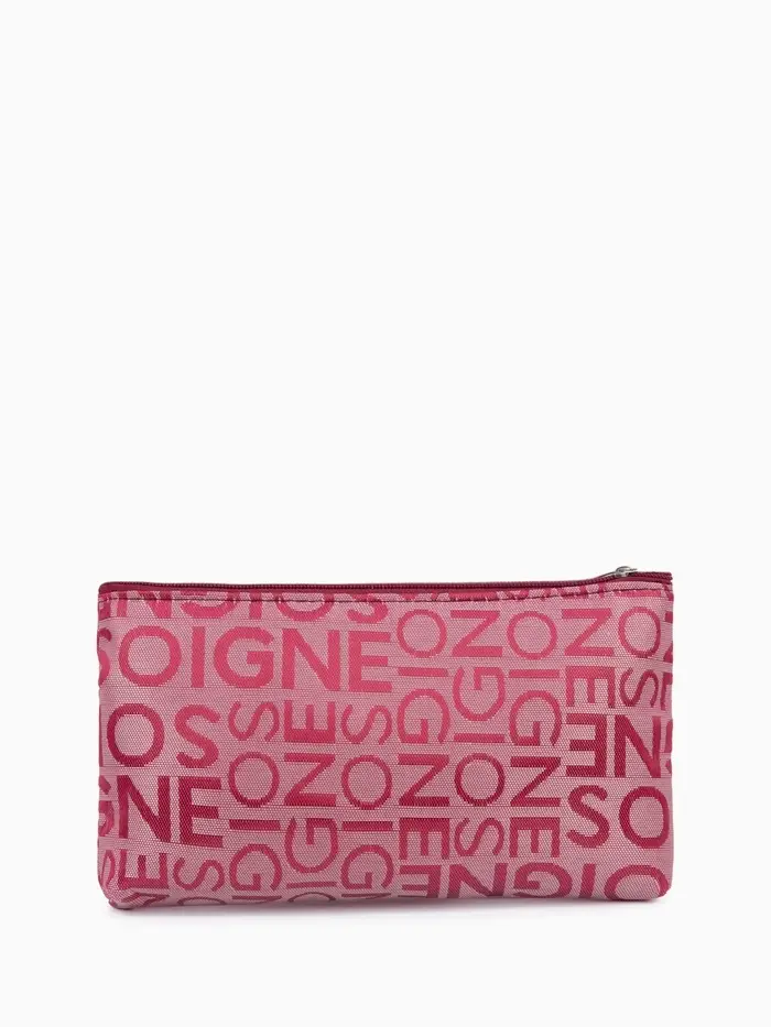 Косметичка - пенал на молнии, маленькая, с рисунком, бордовая