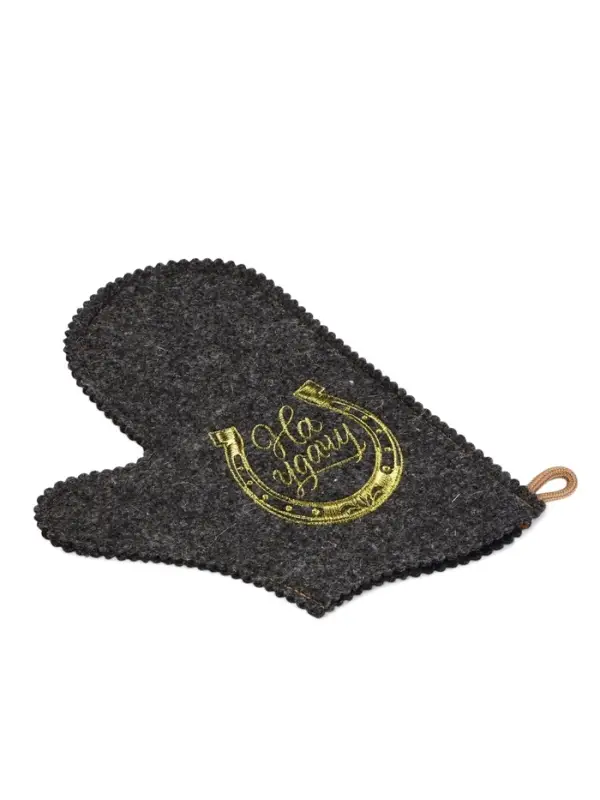 Рукавица для бани вышивка Рукавица для бани вышивка "На удачу", темная