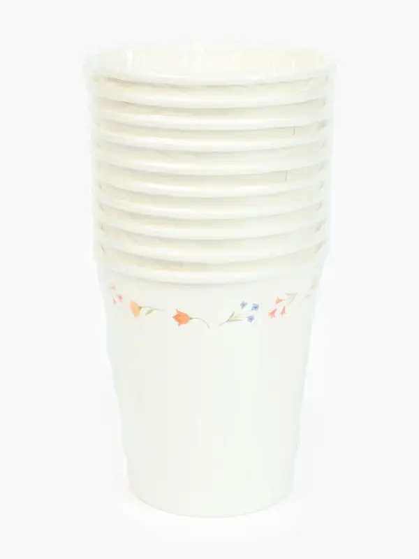 Стакан одноразовый бумажный «Керамика с цветами», белый, 250 мл