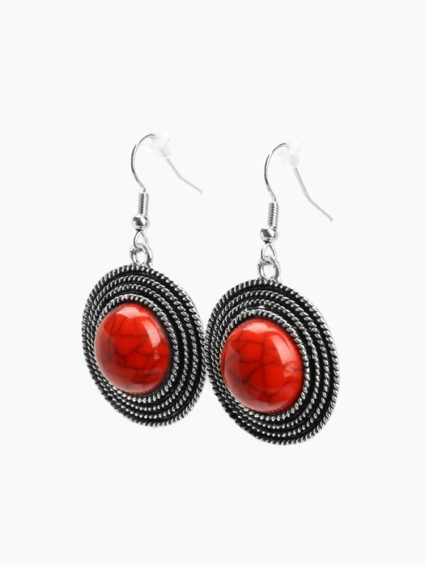 Серьги «Круг» винтаж, красные в чернённом серебре Серьги «Круг» винтаж, красные в чернённом серебре