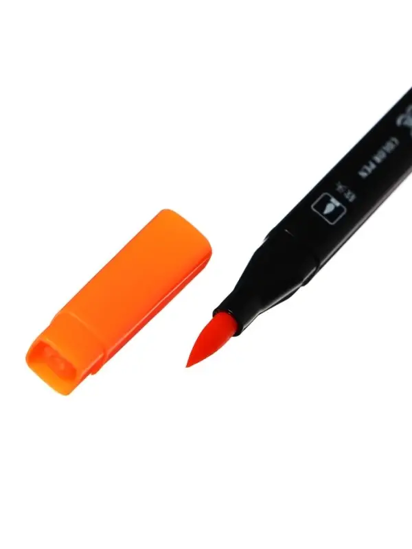 Набор маркеров профессиональных двусторонних 24 цветов, в пенале, c ручкой, микс