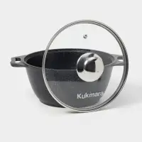 Кастрюля KUKMARA &laquo;Мраморная&raquo;, 2 л, d=22 см, h=15.5 см, стеклянная крышка, антипригарное покрытие, литой алюминий, серый