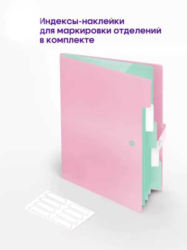 Папка А4, 5 отделений, Calligrata, 600 мкм, на кнопке, розовая, матовая Папка А4, 5 отделений, Calligrata, 600 мкм, на кнопке, розовая, матовая