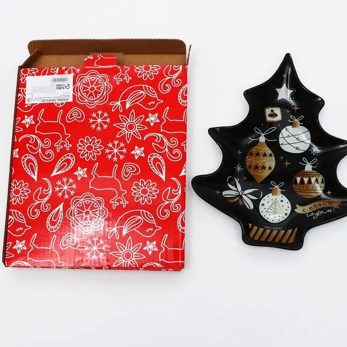 Тарелка в форме ёлки Тарелка в форме ёлки "С Новым годом.Игрушки", 16,5х19,5 см