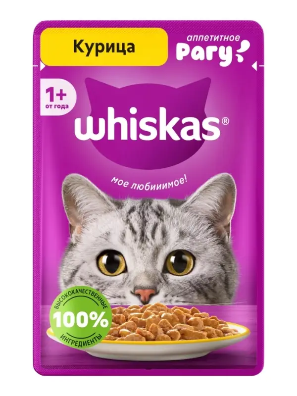 Влажный корм Whiskas для кошек, рагу с курицей, 75 г
