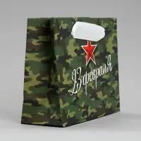 Пакет подарочный ламинированный, упаковка, «С 23 февраля», S 15 х 12 х 5.5 см
