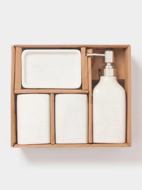 Набор для ванной Набор для ванной "Кристаль", 4 предмета (дозатор для мыла, 2 стакана, мыльница)