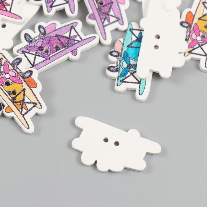 Пуговицы дерево для творчества 2 прокола Пуговицы дерево для творчества 2 прокола "Самолет с пропеллером" набор 20 шт 3,2х1,9 см