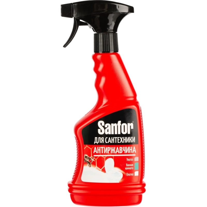 Средство для сантехники от налета и ржавчины SANFOR, 500мл триггер