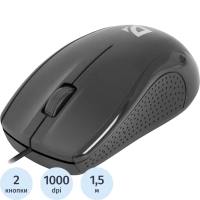 Мышь компьютерная Defender Optimum MB-160 черн,3кн,проводн. 1000dpi (52160)