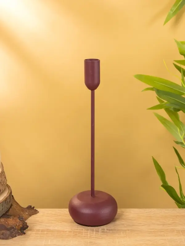 Подсвечник на 1 свечу текстурный  Подсвечник на 1 свечу текстурный "Баклажановый" 8х8х25,5 см