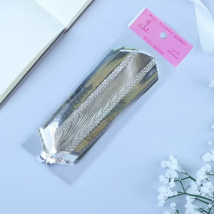 Бант-шар №5 полоска, серебро