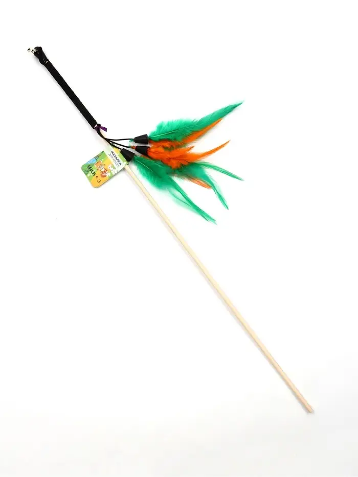 Дразнилка - удочка &laquo;Салют из перьев&raquo;, на палочке, с бубенчиком