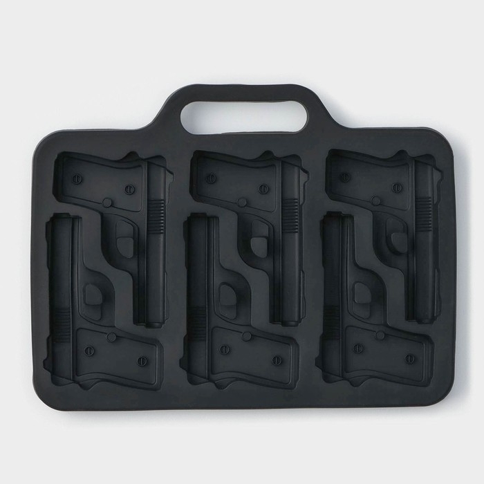 Форма для шоколада Доляна «Пистолет», силикон, 18,7×13,4 см, 6 ячеек (7,5×5,1 см), цвет тёмно - серый Форма для шоколада Доляна «Пистолет», силикон, 18,7×13,4 см, 6 ячеек (7,5×5,1 см), цвет тёмно - серый